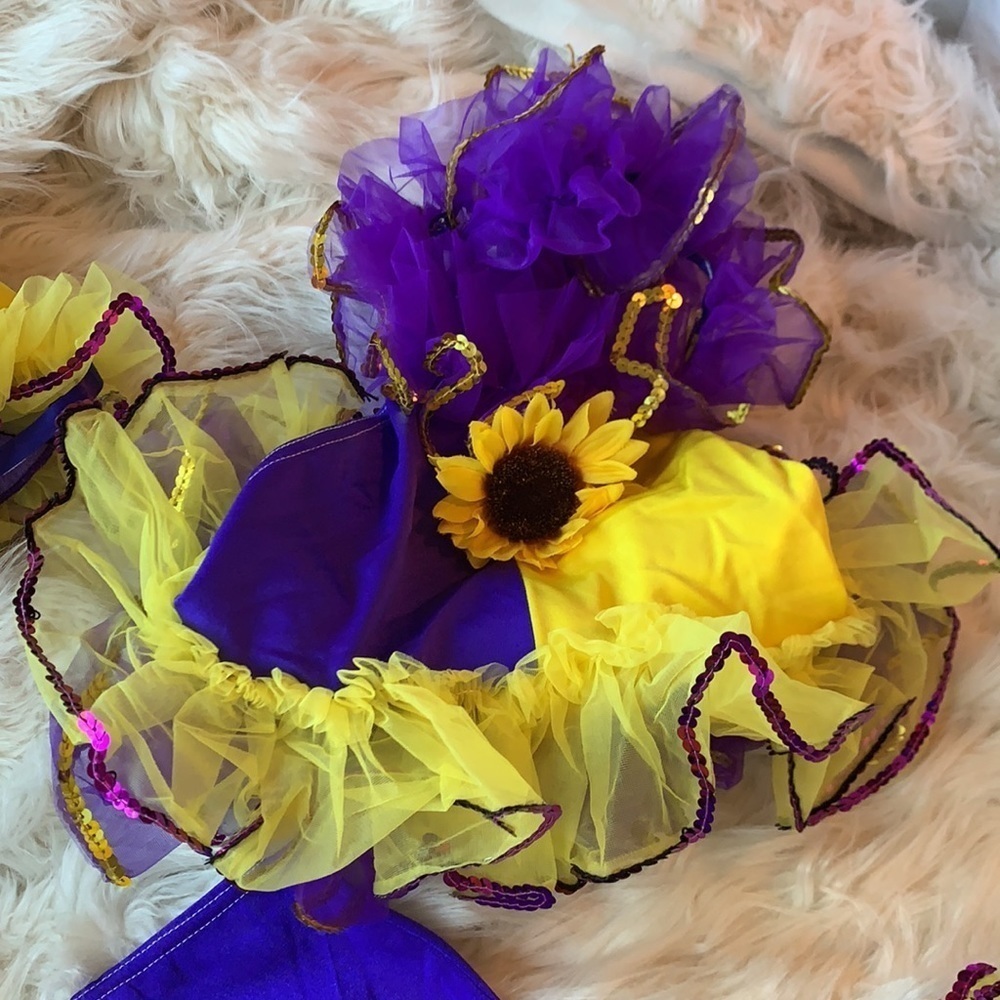 Yellow sunflower and purple dance clown outfit. The applause Dance creations. - Picture 5 of 15